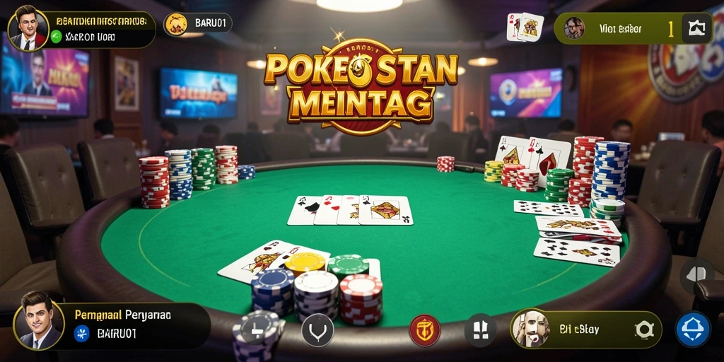 Tampilan gameplay yang mendebarkan dalam permainan Poker.
