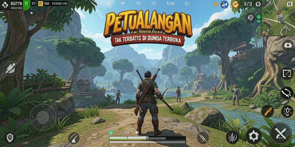 Screenshot KG778 menampilkan petualangan seru di dunia terbuka yang luas.