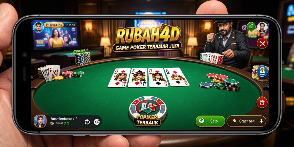 Tampilan layar permainan poker RUBAH4D saat sedang berlangsung.