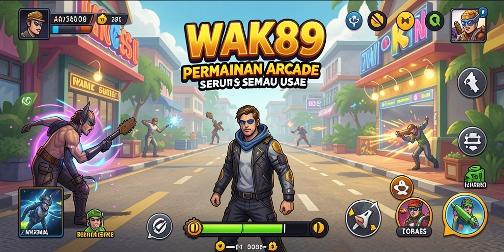 Screenshot utama menampilkan aksi seru dalam permainan Arcade WAK89.